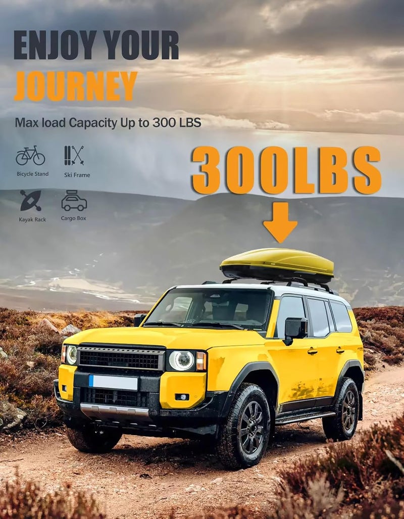 KINGGERI 300LBS Roof Rack Cross Bars Compatible with Toyota Land Cruiser 250 2024-2026 & Lexus GX550 2024 2025 with Raised Roof Rails, Lockable Aluminum Heavy Duty Crossbar Matte Rooftop Luggage - Image 3